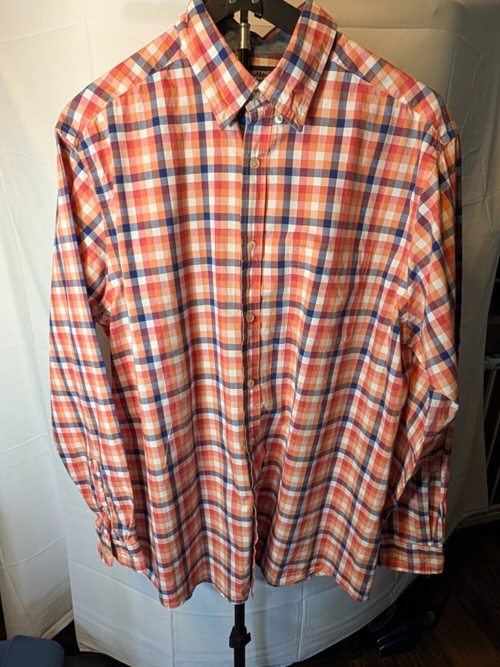 ROUNDTREE & YORKE LT (Large Tall) Orange Plaid Shirt
